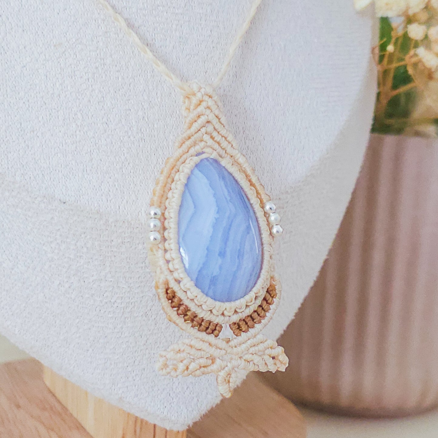 Quiet Bloom | Handmade Necklace with Blue Lace Agate