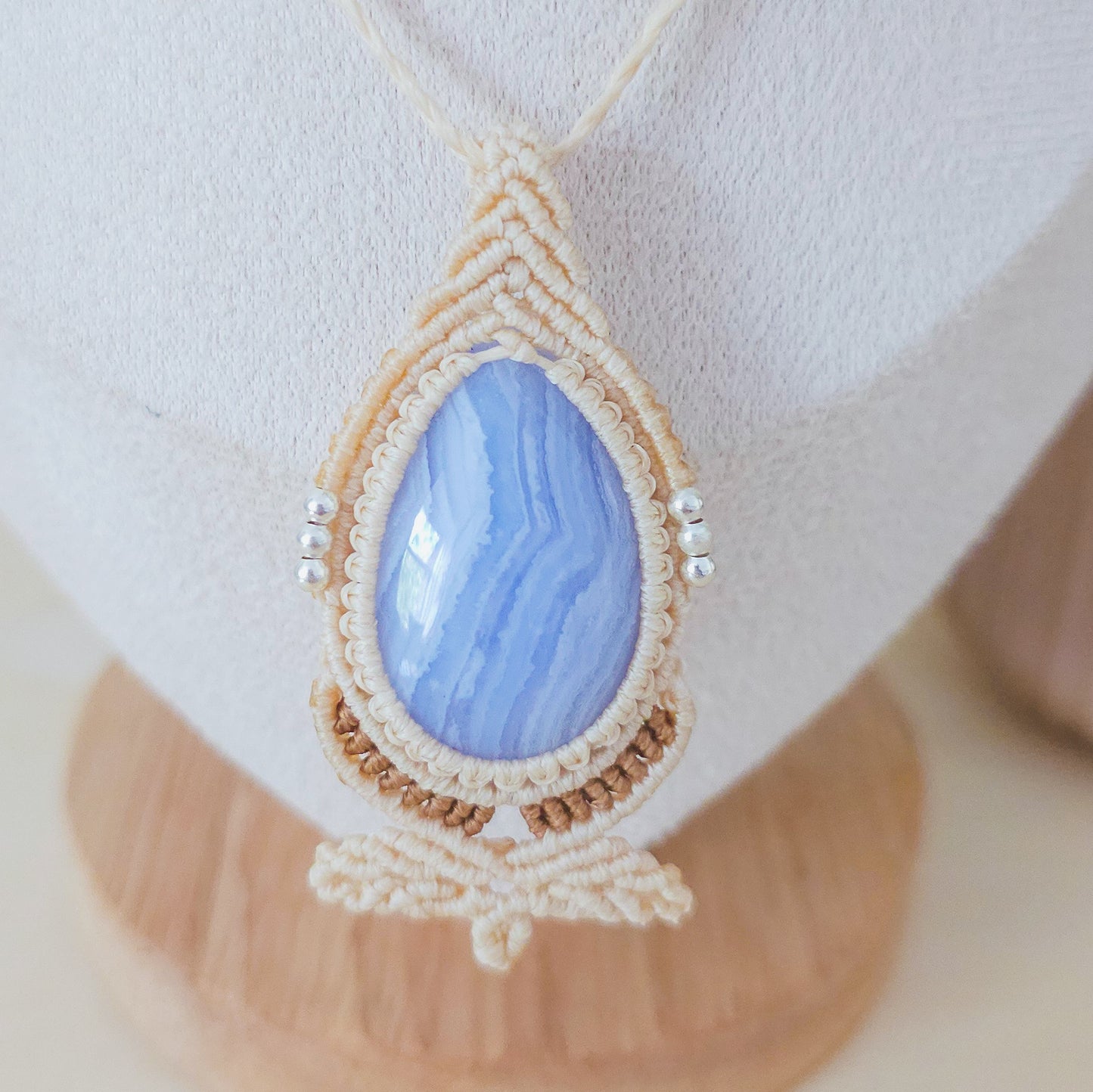 Quiet Bloom | Handmade Necklace with Blue Lace Agate