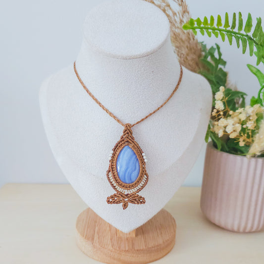 Quiet Bloom | Handmade Necklace with Blue Lace Agate
