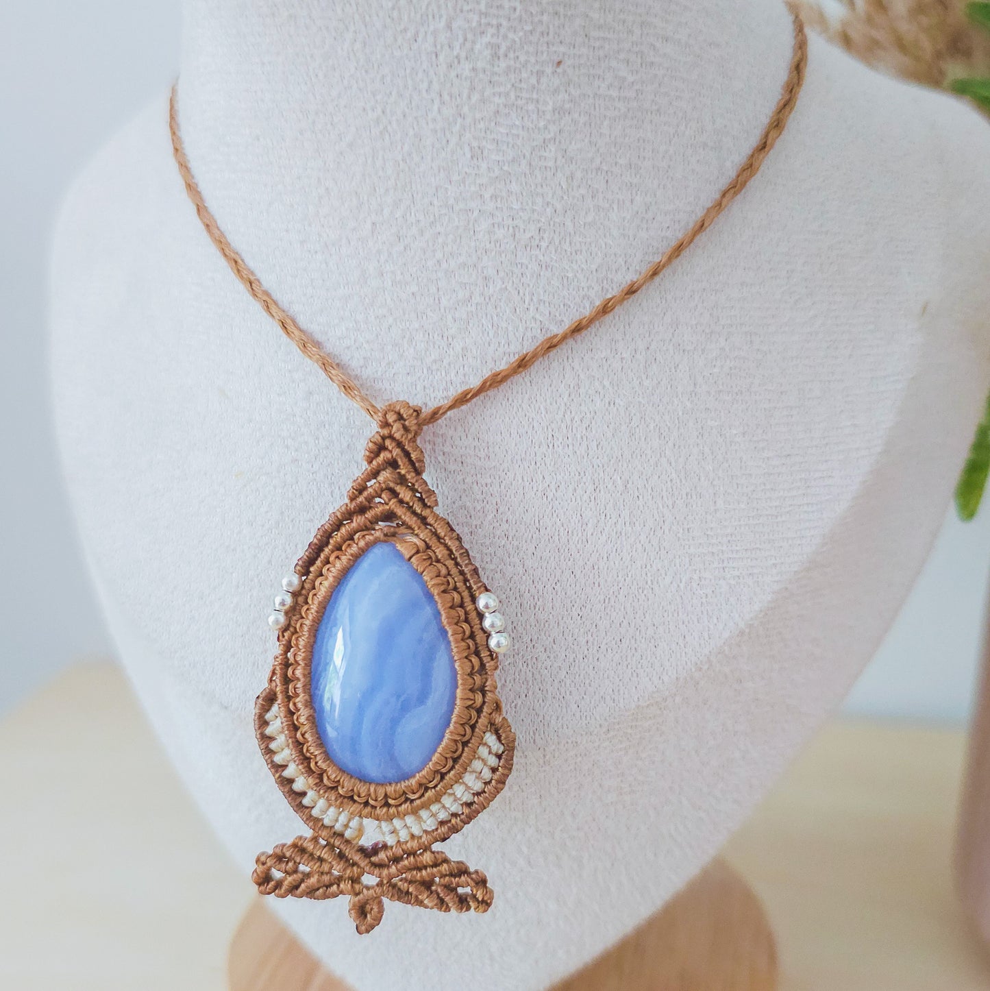 Quiet Bloom | Handmade Necklace with Blue Lace Agate
