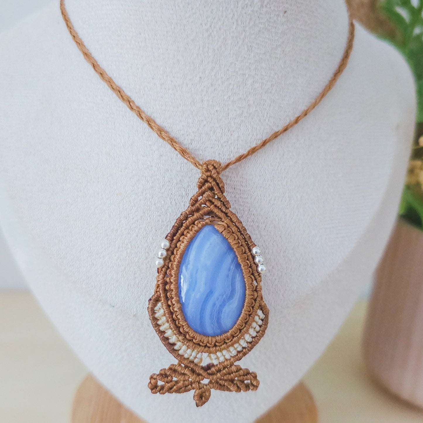 Quiet Bloom | Handmade Necklace with Blue Lace Agate
