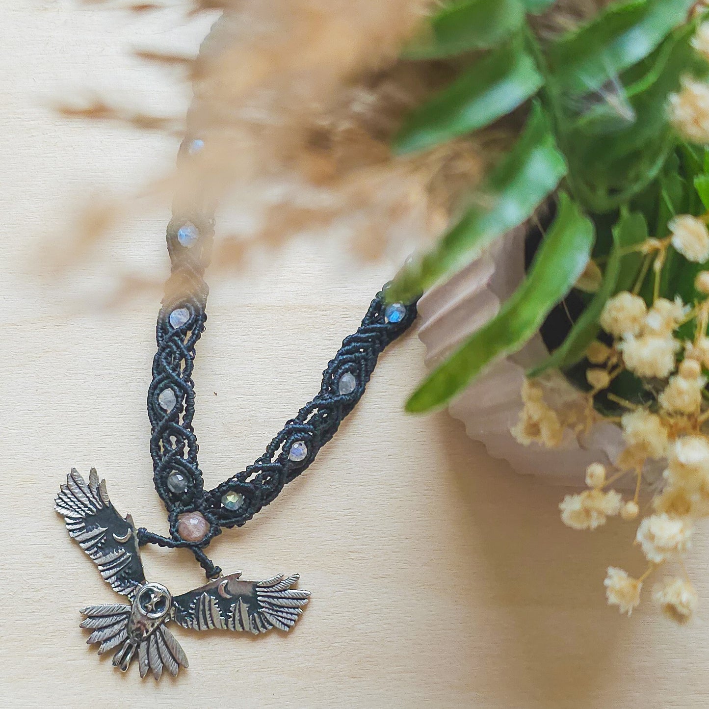 Celestial Watcher | Handmade Necklace with Labradorite, Moonstone, Sunstone