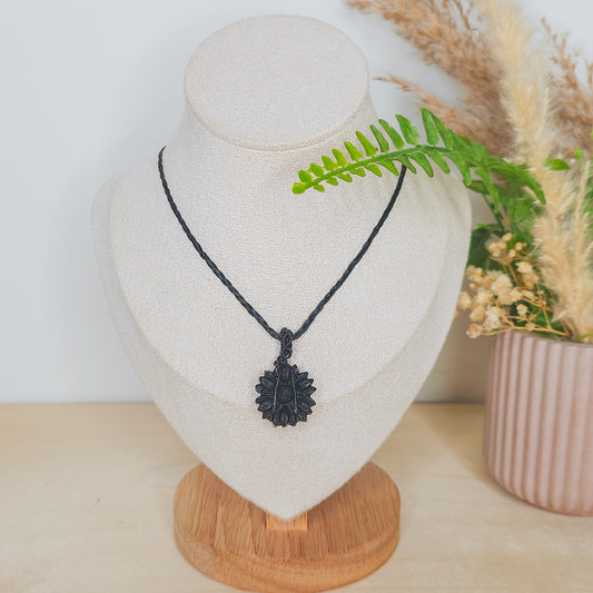 Shadow Bloom | Handmade Necklace with Obsidian Daisy