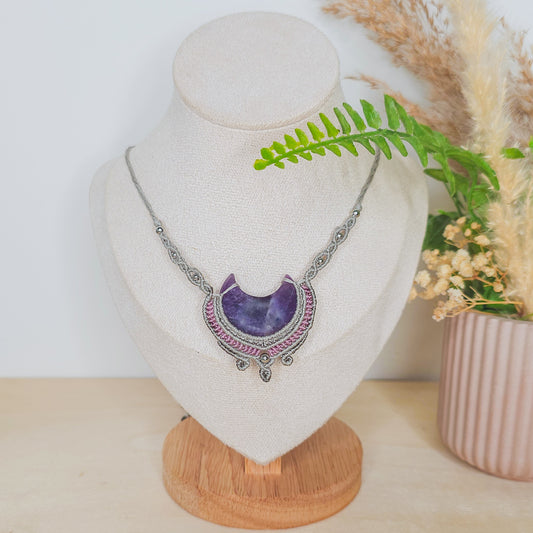 Crescent Clarity | Handmade  Necklace with Amethyst Crescent Moon