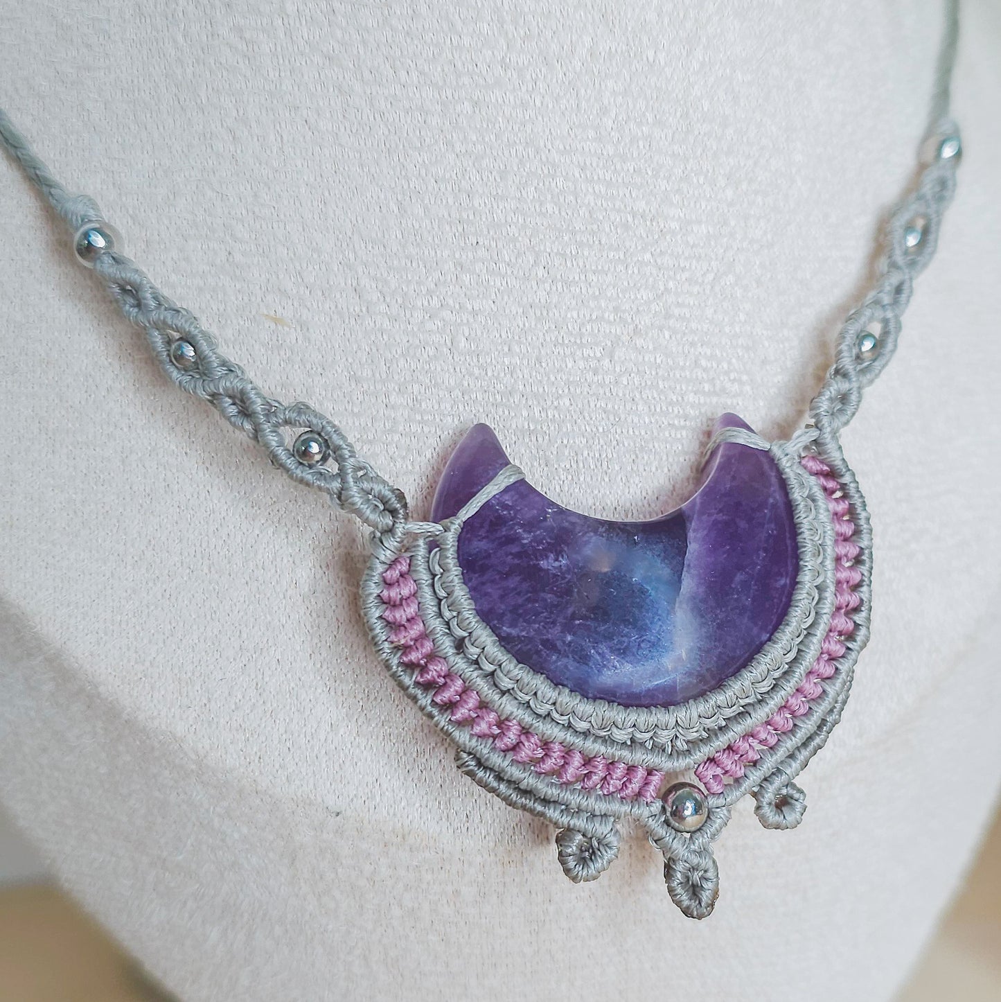 Crescent Clarity | Handmade  Necklace with Amethyst Crescent Moon