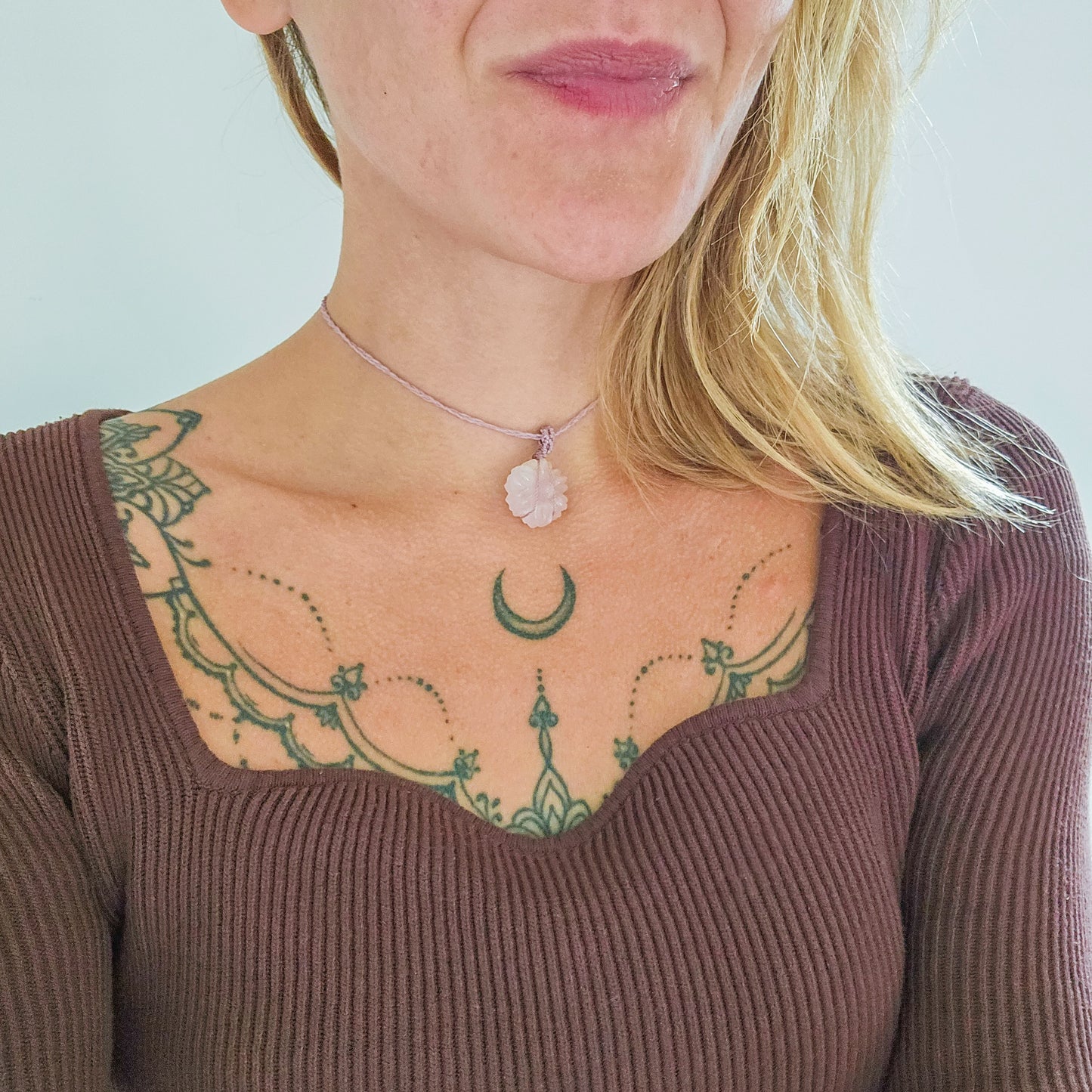 Heart Bloom | Handmade Necklace with Rose Quartz Daisy