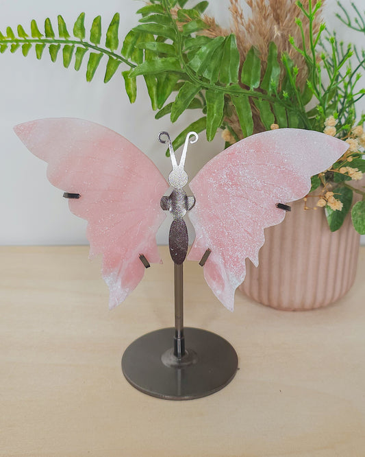 Pink Opal Butterfly Wings on Stand
