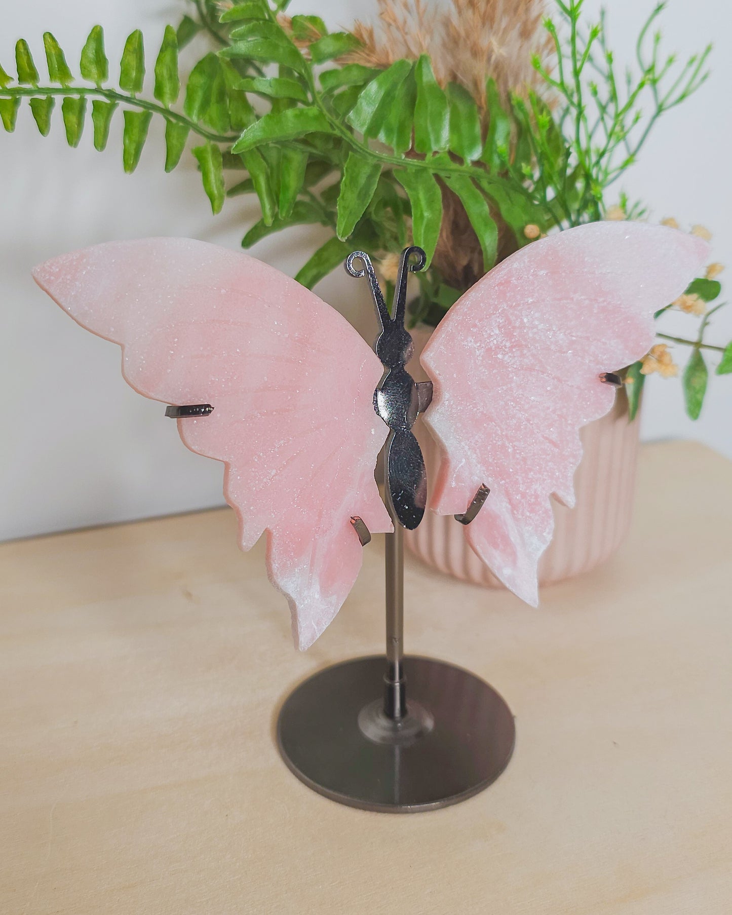 Pink Opal Butterfly Wings on Stand