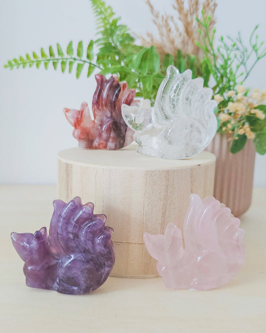 Nine-Tailed Fox Crystal Carvings