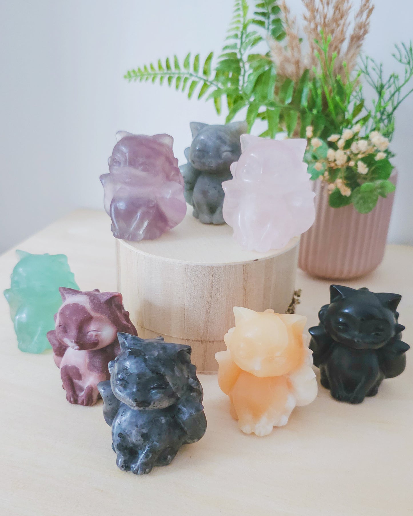 Nine-Tailed Fox Crystal Carvings