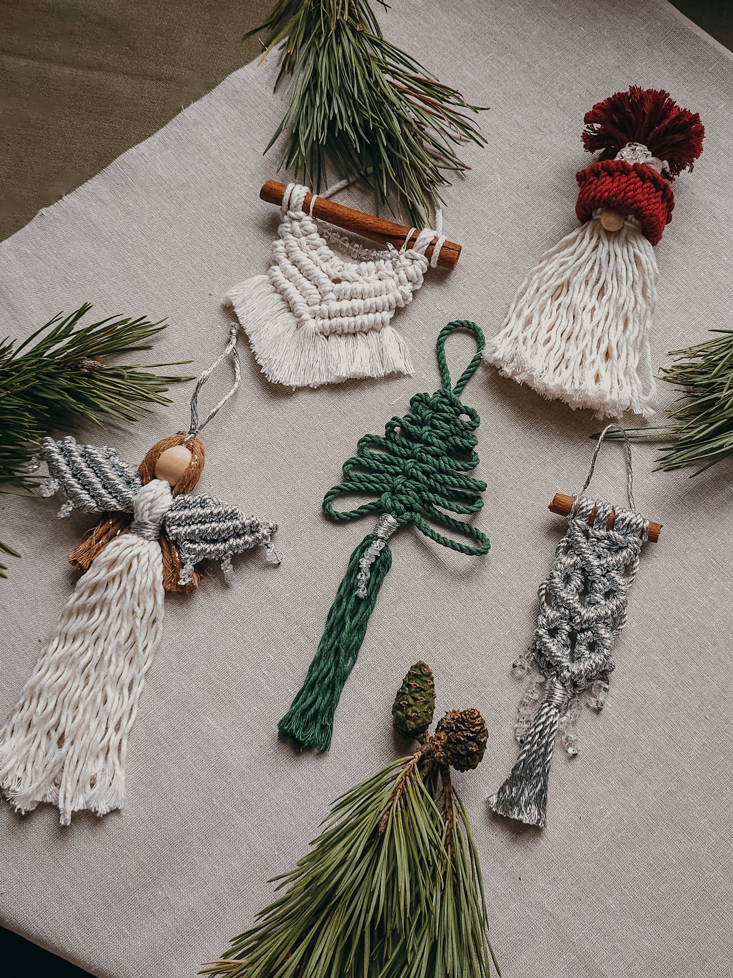 Handmade Christmas Tree Decorations with Clear Quartz and silver accents