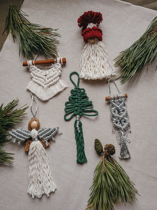 Handmade Christmas Tree Decorations with Clear Quartz and silver accents