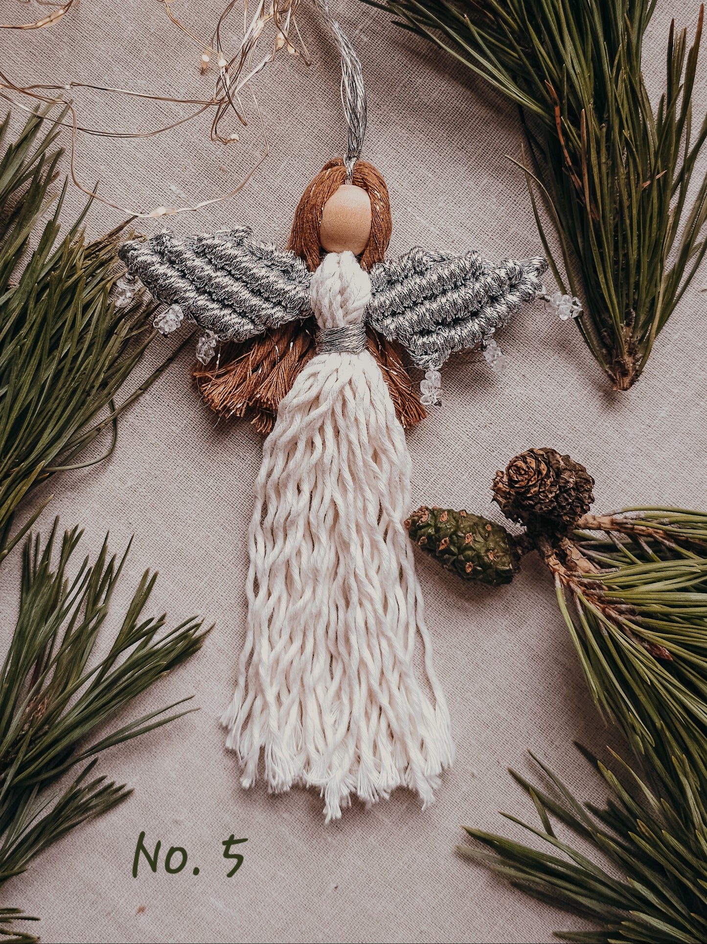 Handmade Christmas Tree Decorations with Clear Quartz and silver accents