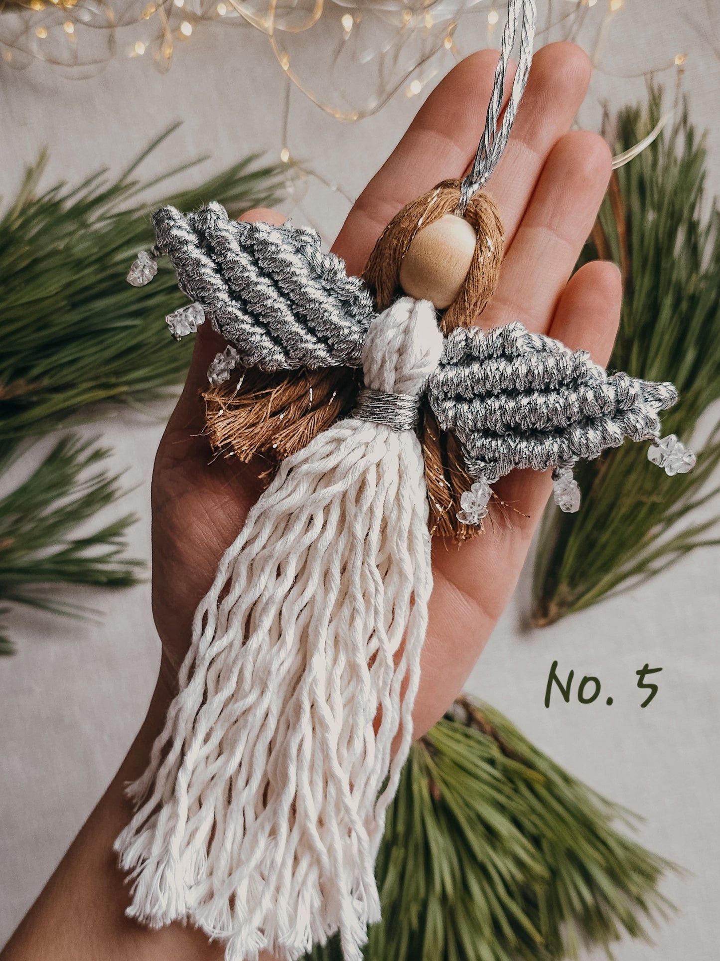 Handmade Christmas Tree Decorations with Clear Quartz and silver accents