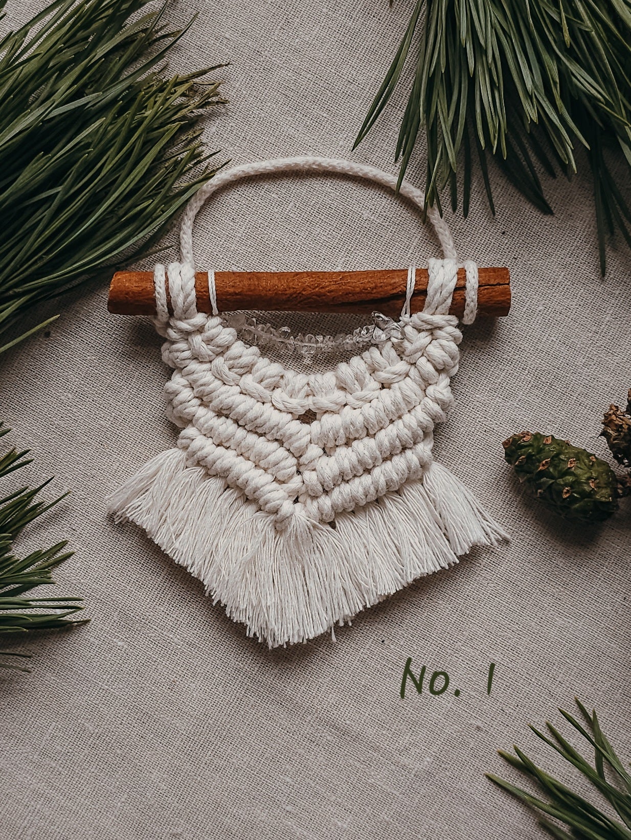 Handmade Christmas Tree Decorations with Clear Quartz and rose gold accents