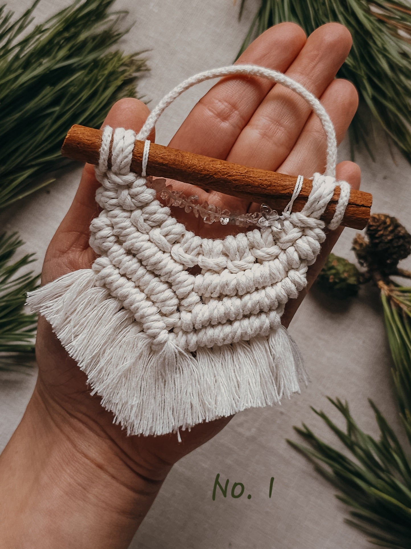 Handmade Christmas Tree Decorations with Clear Quartz and silver accents