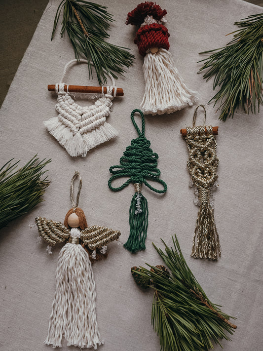 Handmade Christmas Tree Decorations with Clear Quartz and gold accents