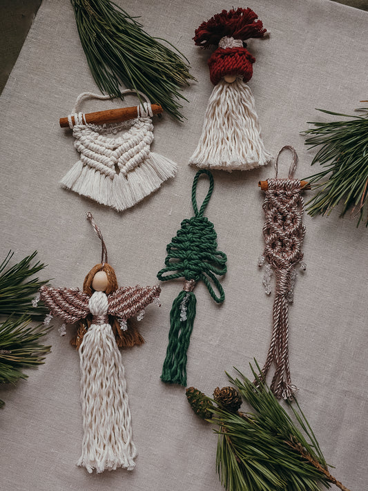 Handmade Christmas Tree Decorations with Clear Quartz and rose gold accents