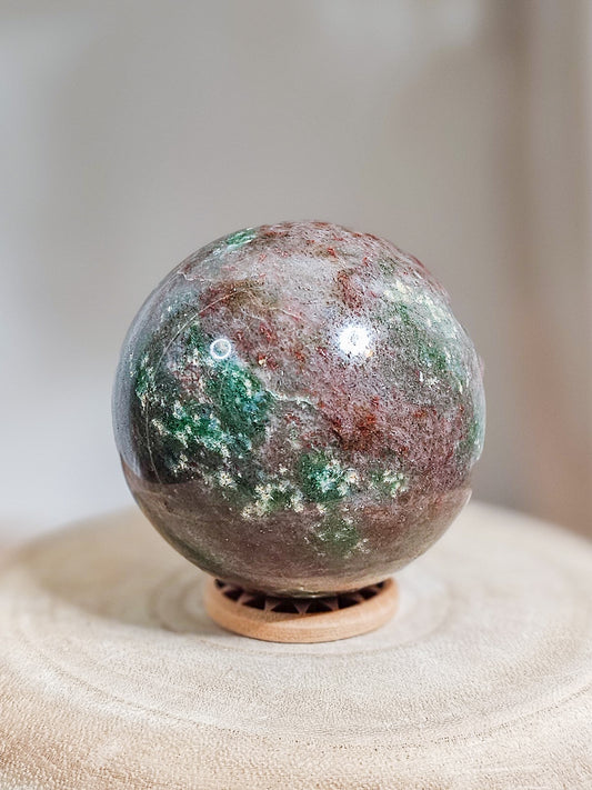 Eclogite (Garnet & Omphacite) Sphere With Stand