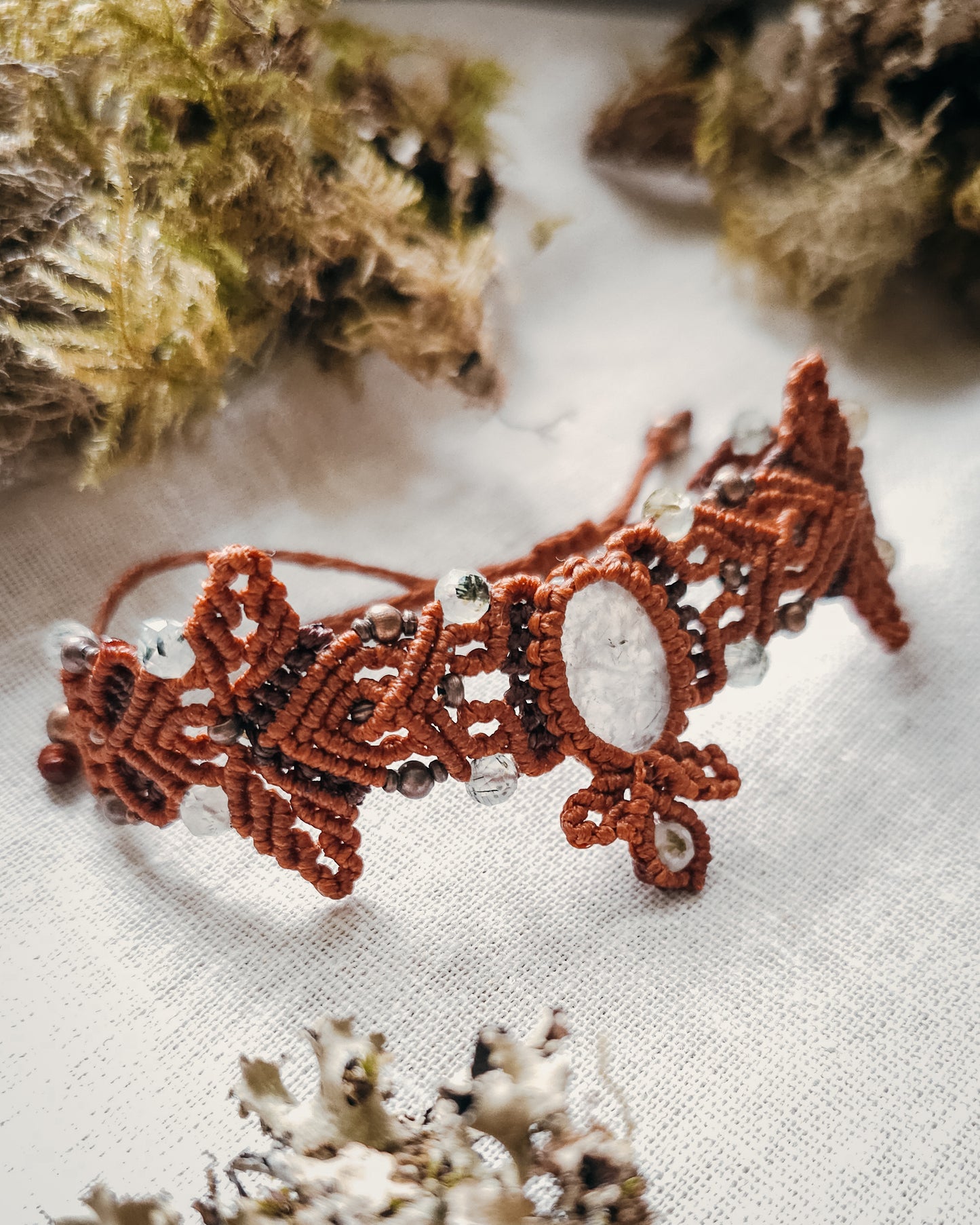 Whisper of Radiance | Handcrafted Prehnite Micromacramé Bracelet