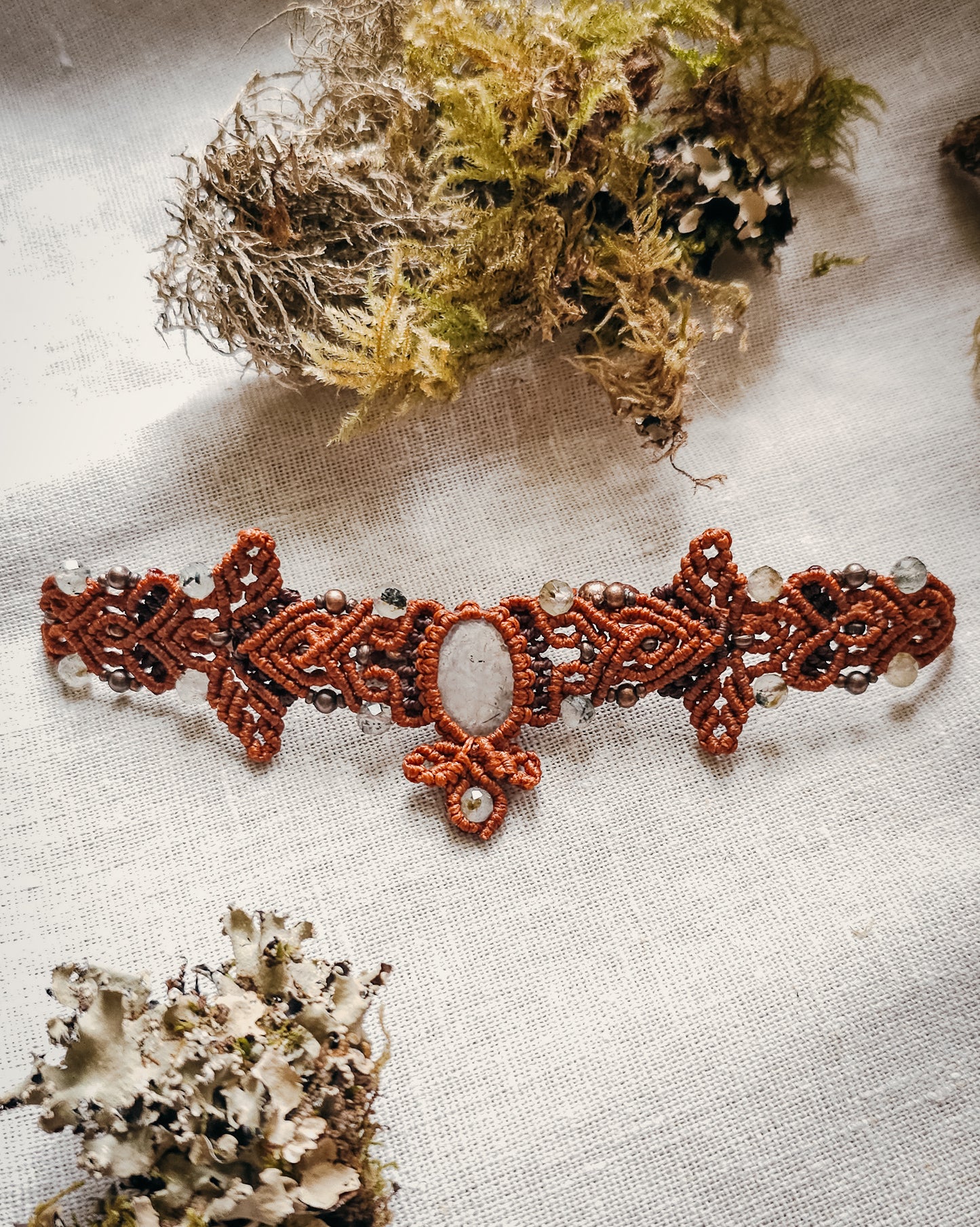 Whisper of Radiance | Handcrafted Prehnite Micromacramé Bracelet