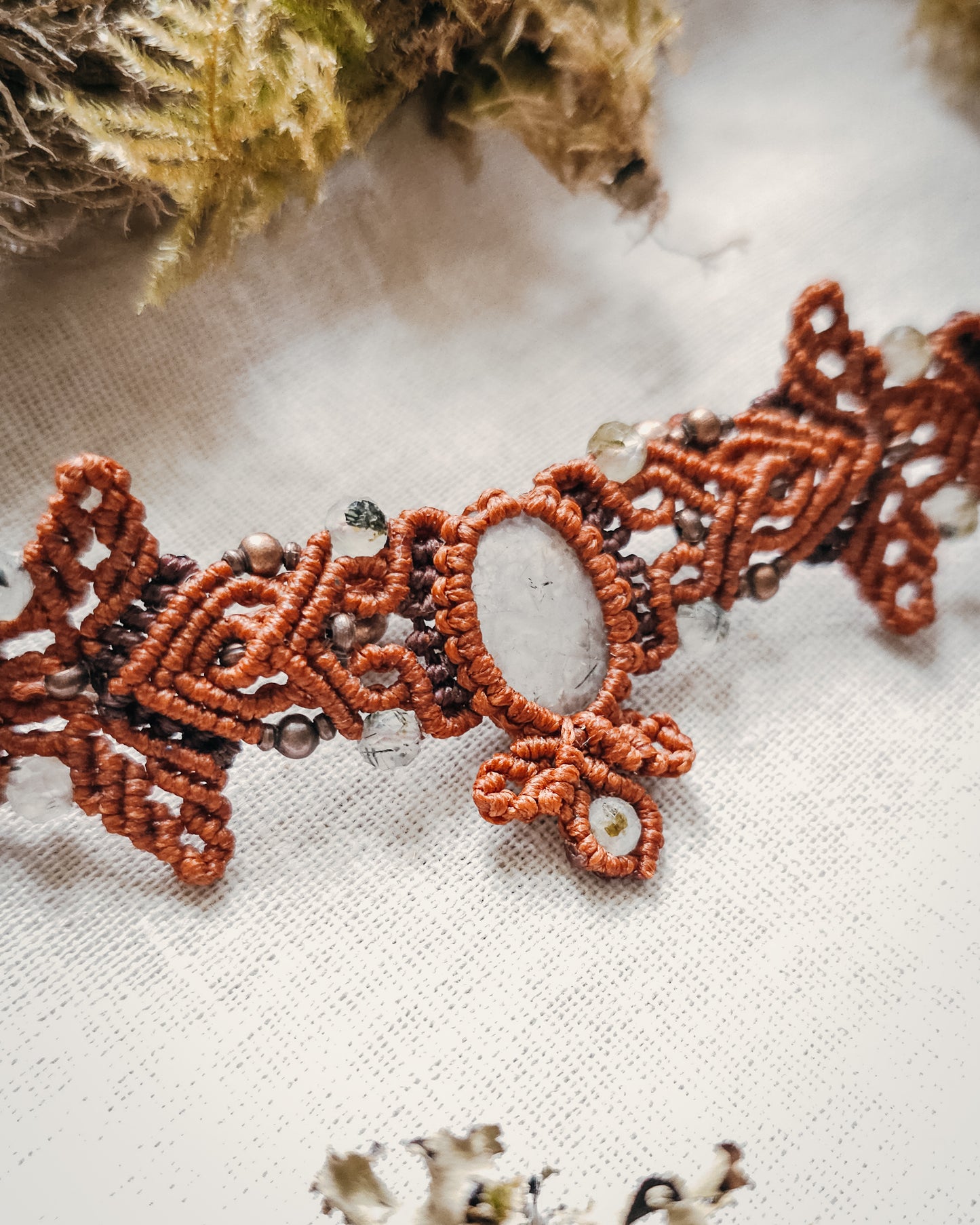 Whisper of Radiance | Handcrafted Prehnite Micromacramé Bracelet