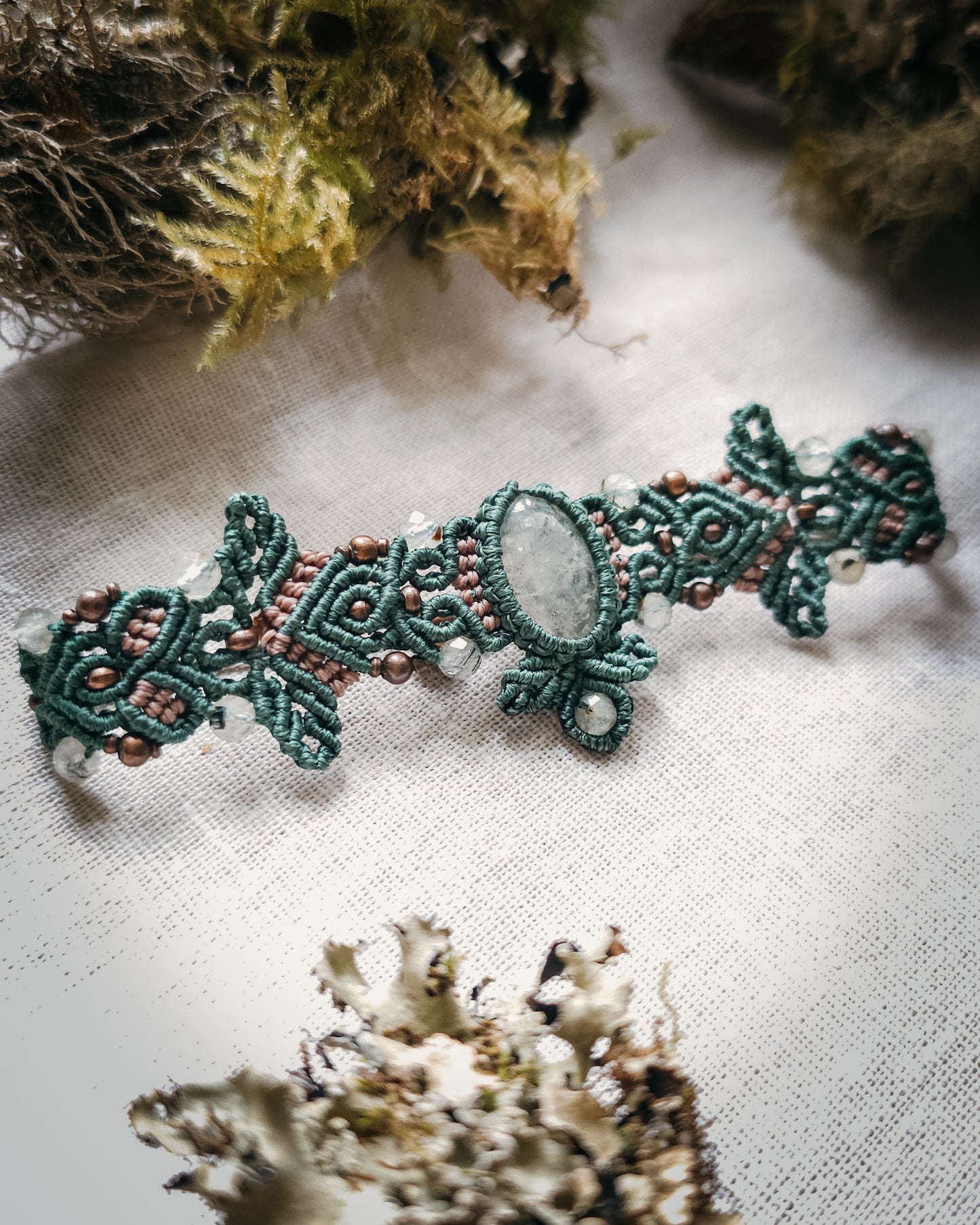 Whisper of Stillness | Handcrafted Prehnite Micromacramé Bracelet