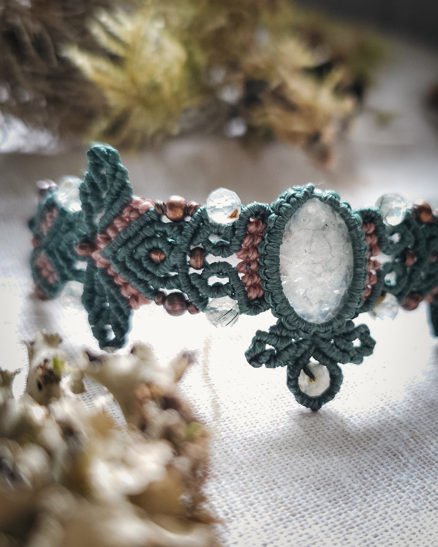 Whisper of Stillness | Handcrafted Prehnite Micromacramé Bracelet