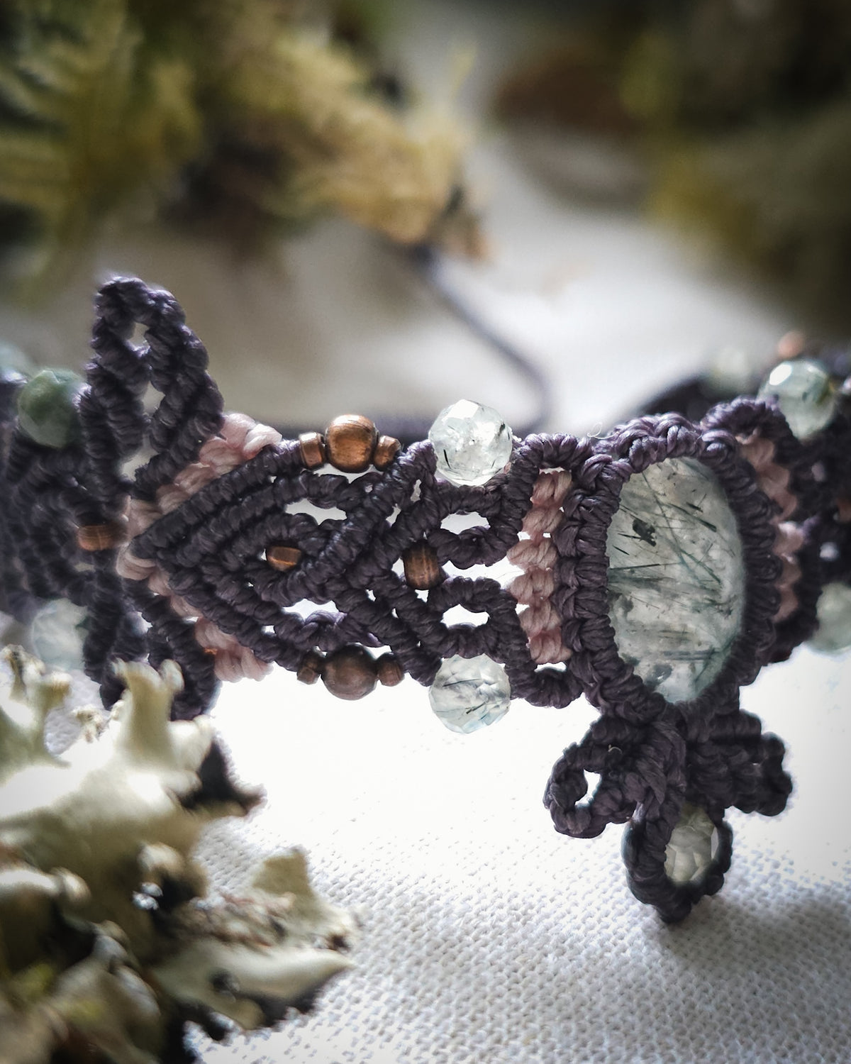 Whisper of Intuition | Handcrafted Prehnite Micromacramé Bracelet