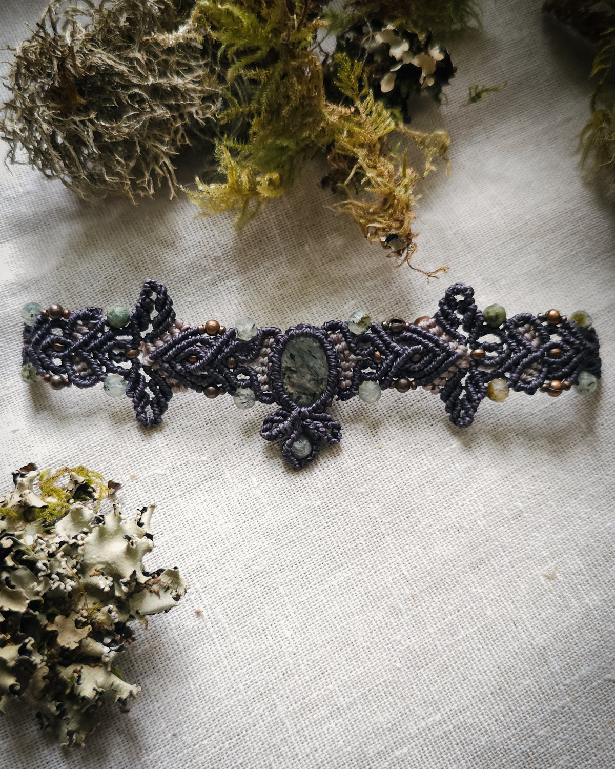 Whisper of Intuition | Handcrafted Prehnite Micromacramé Bracelet