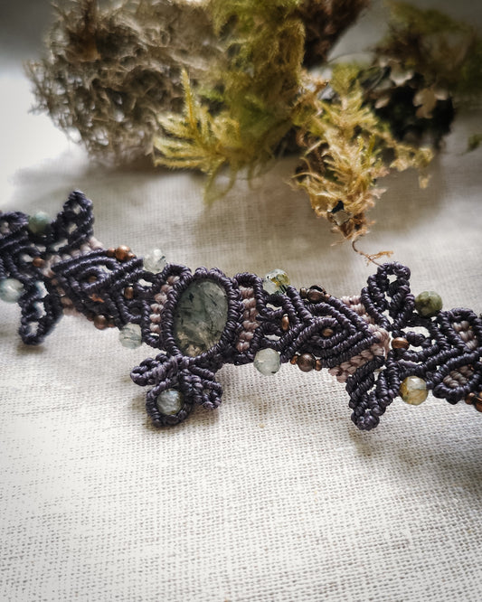 Whisper of Intuition | Handcrafted Prehnite Micromacramé Bracelet