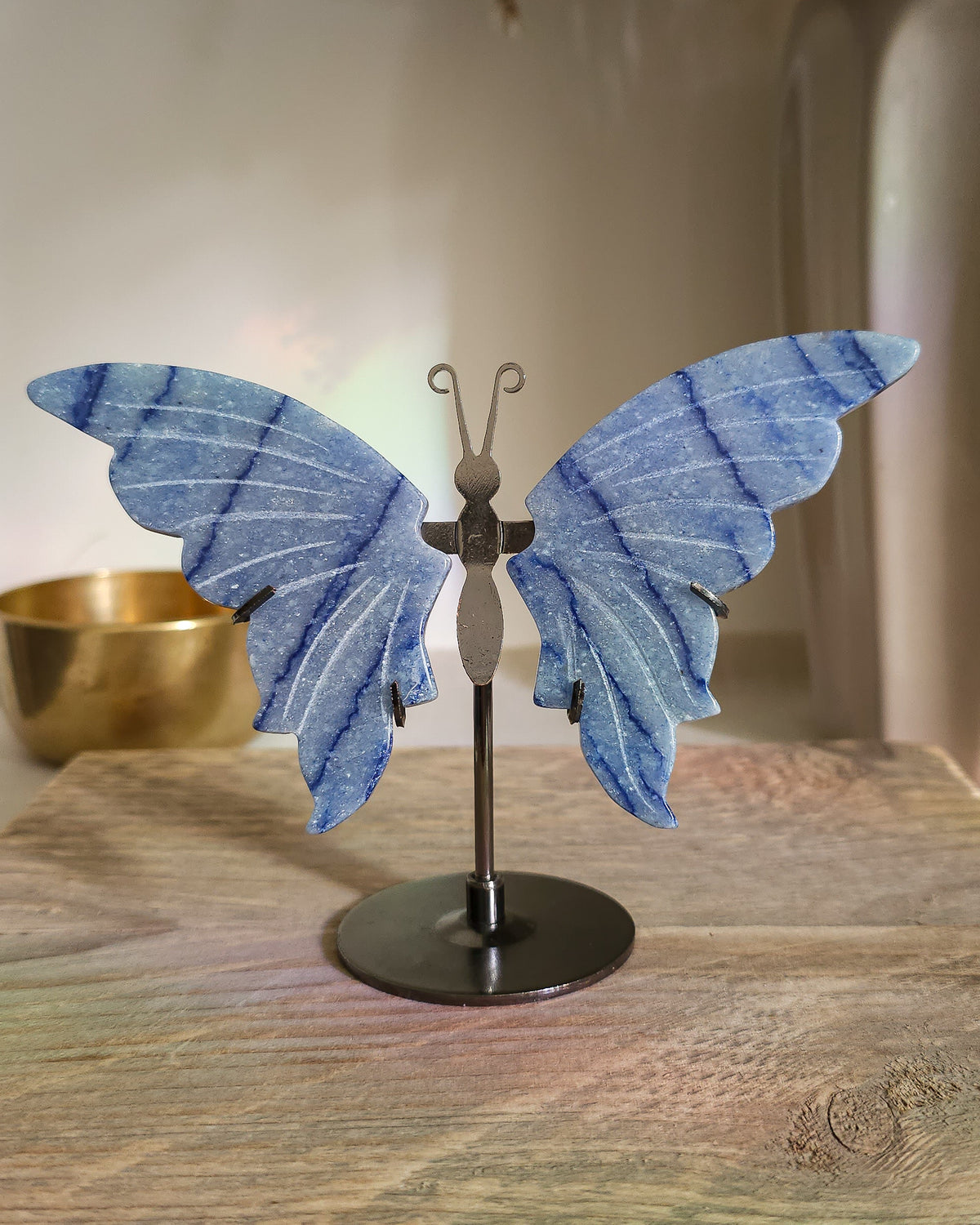 Blue Aventurine Butterfly Wings On The Stand
