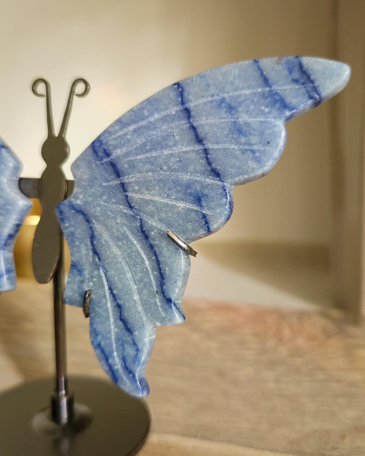 Blue Aventurine Butterfly Wings On The Stand