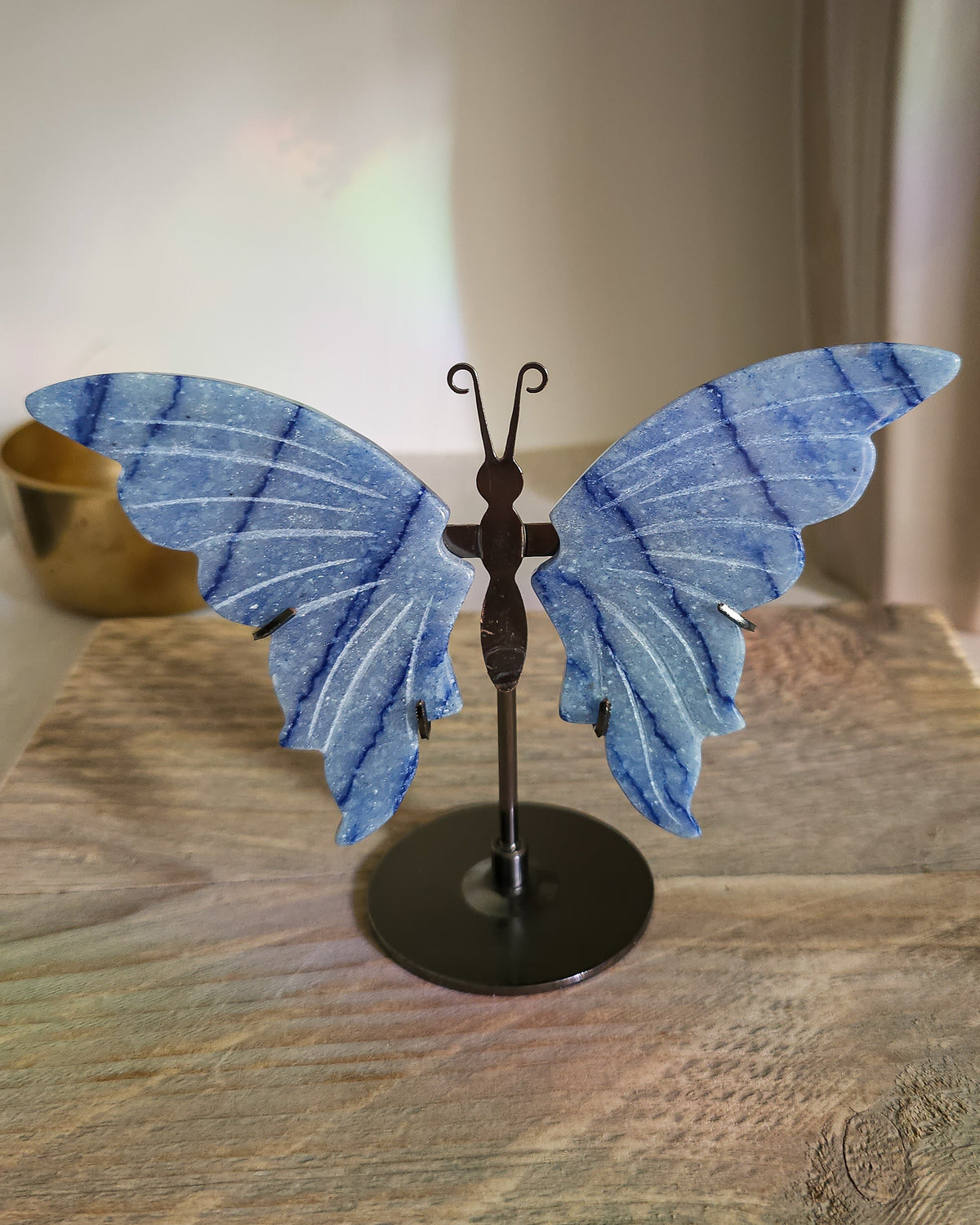 Blue Aventurine Butterfly Wings On The Stand