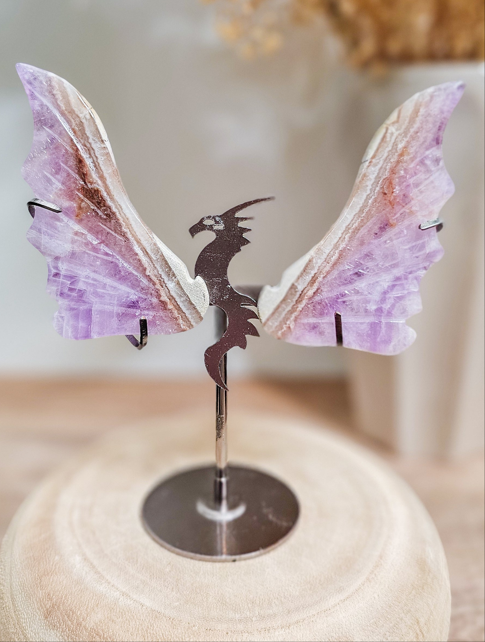 Amethyst Dragon Wings on the stand