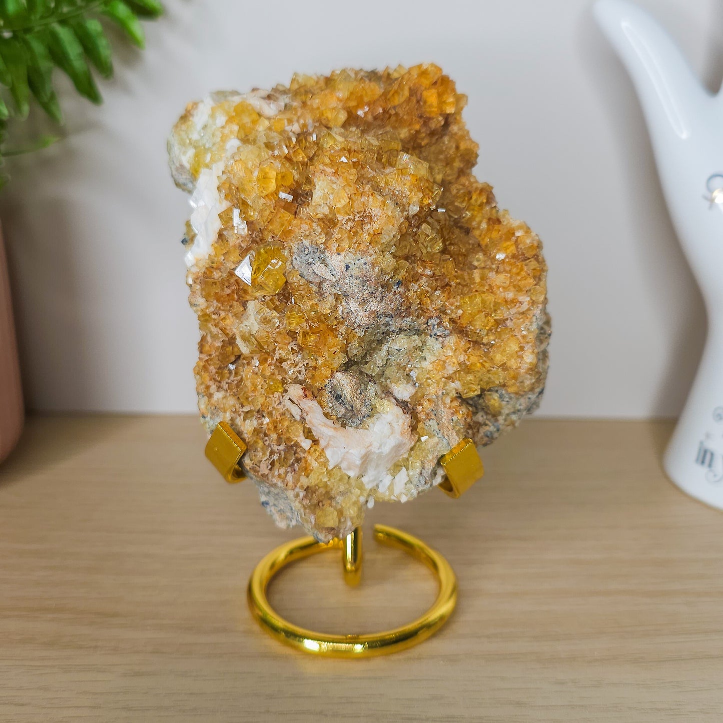 Yellow British Fluorite with Calcite Specimen