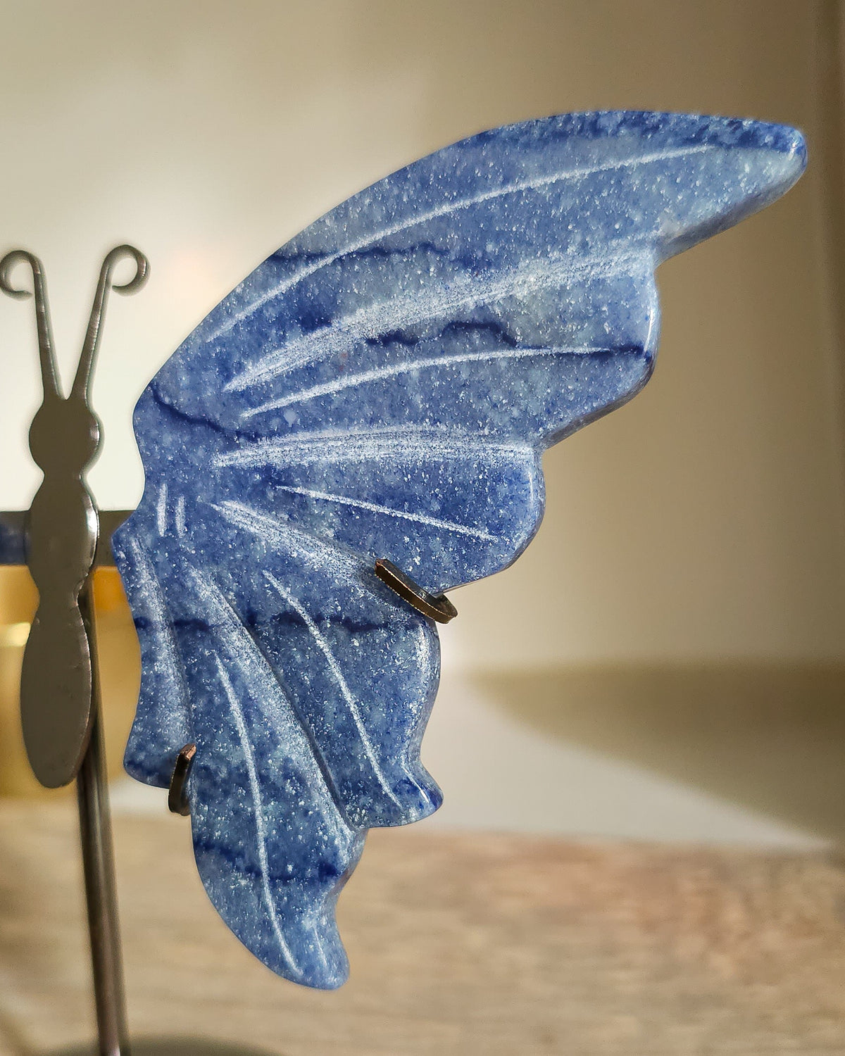 Blue Aventurine Butterfly Wings On The Stand