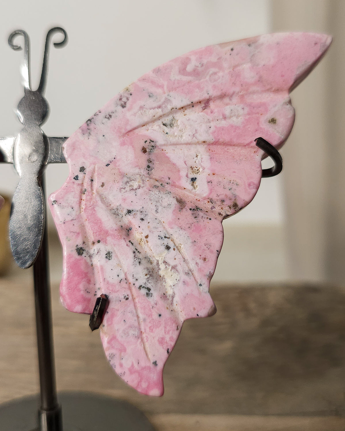 Peruvian Rhodonite | Crystal Butterfly Wings On The Stand