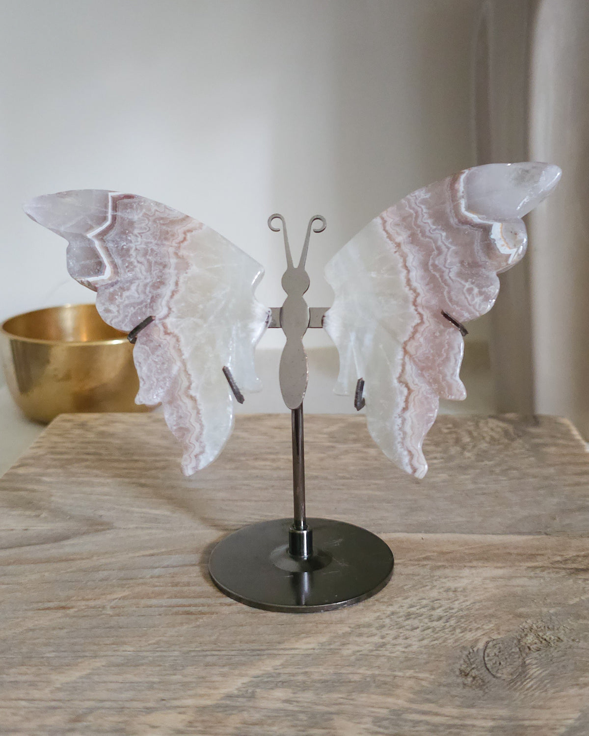 Banded Agate & Quartz | Crystal Butterfly Wings On The Stand