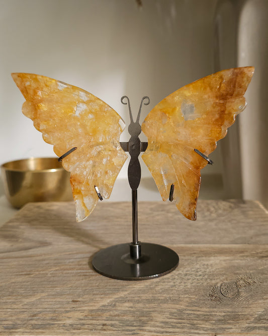 Golden Healer Quartz | Crystal Butterfly Wings On The Stand