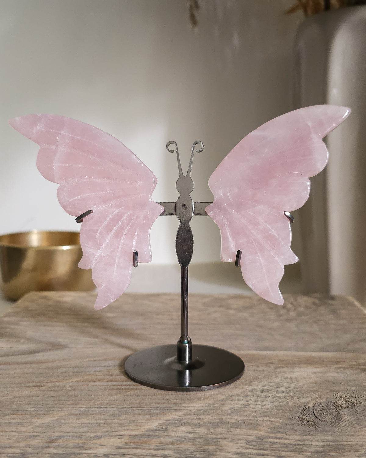 Rose Quartz Butterfly Wings On The Stand