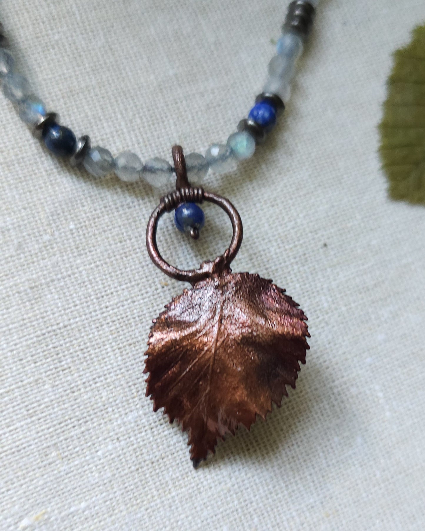 Hazel Spirit with Black Onyx and Dendritic Agate | Scottish Botanical Amulet