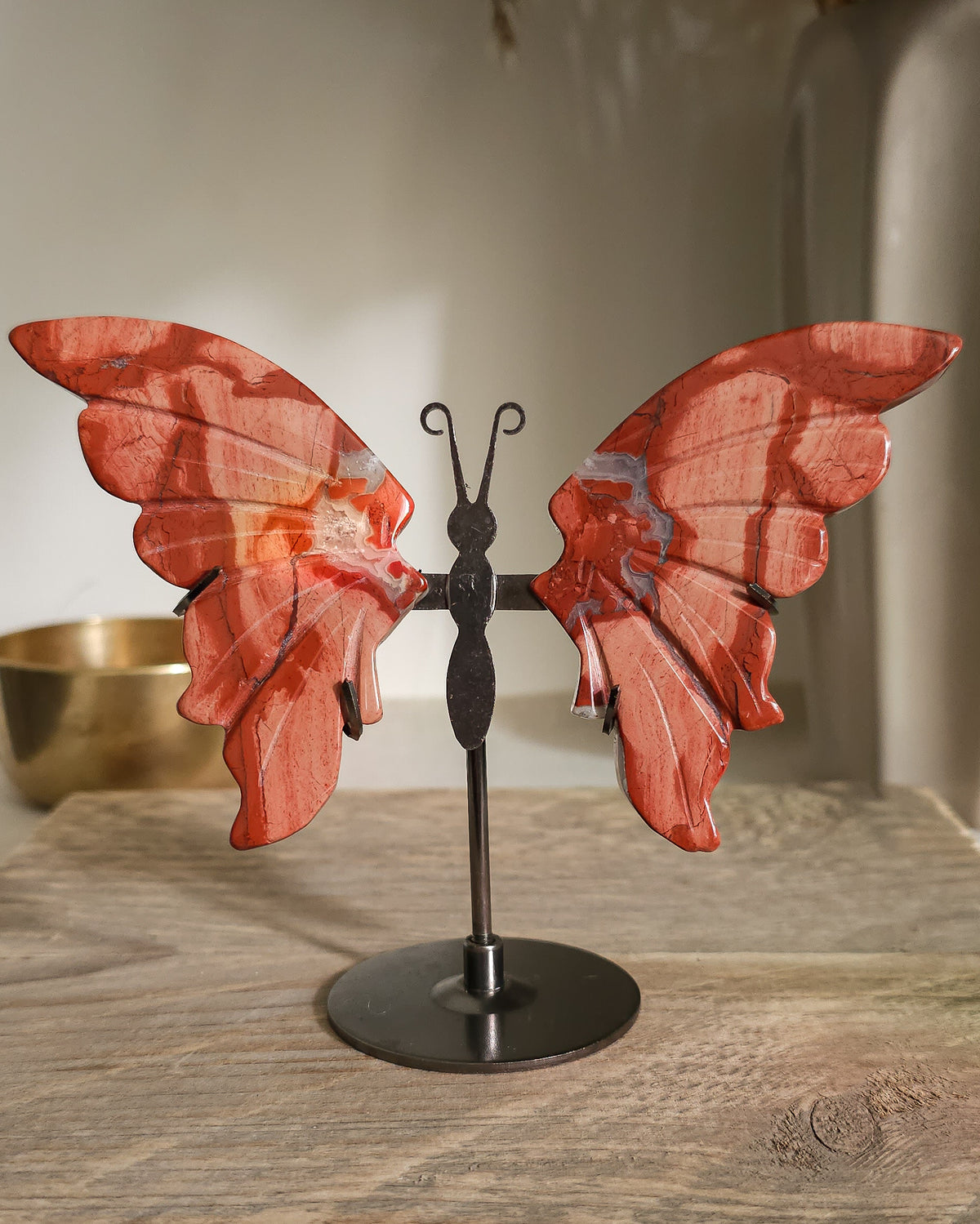 Red Jasper Butterfly Wings On The Stand