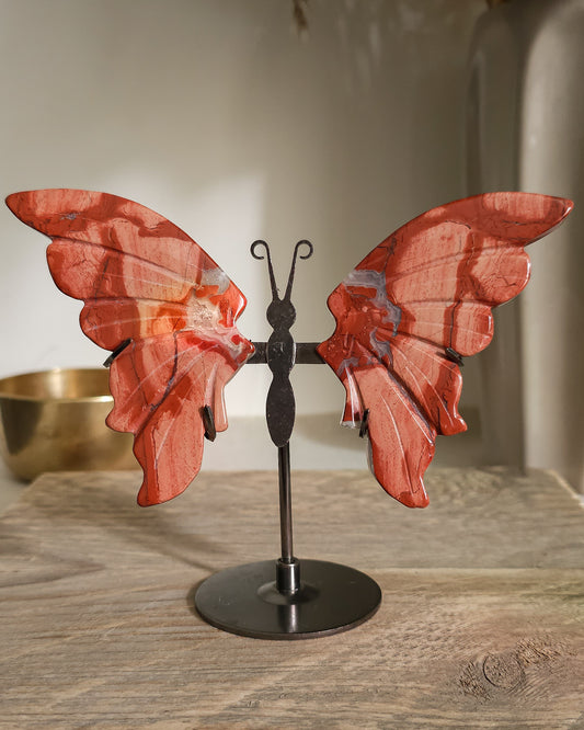 Red Jasper | Crystal Butterfly Wings On The Stand