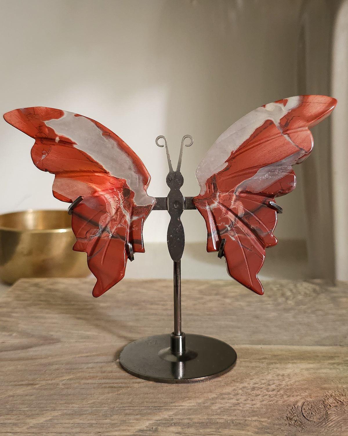 Red Jasper Butterfly Wings On The Stand
