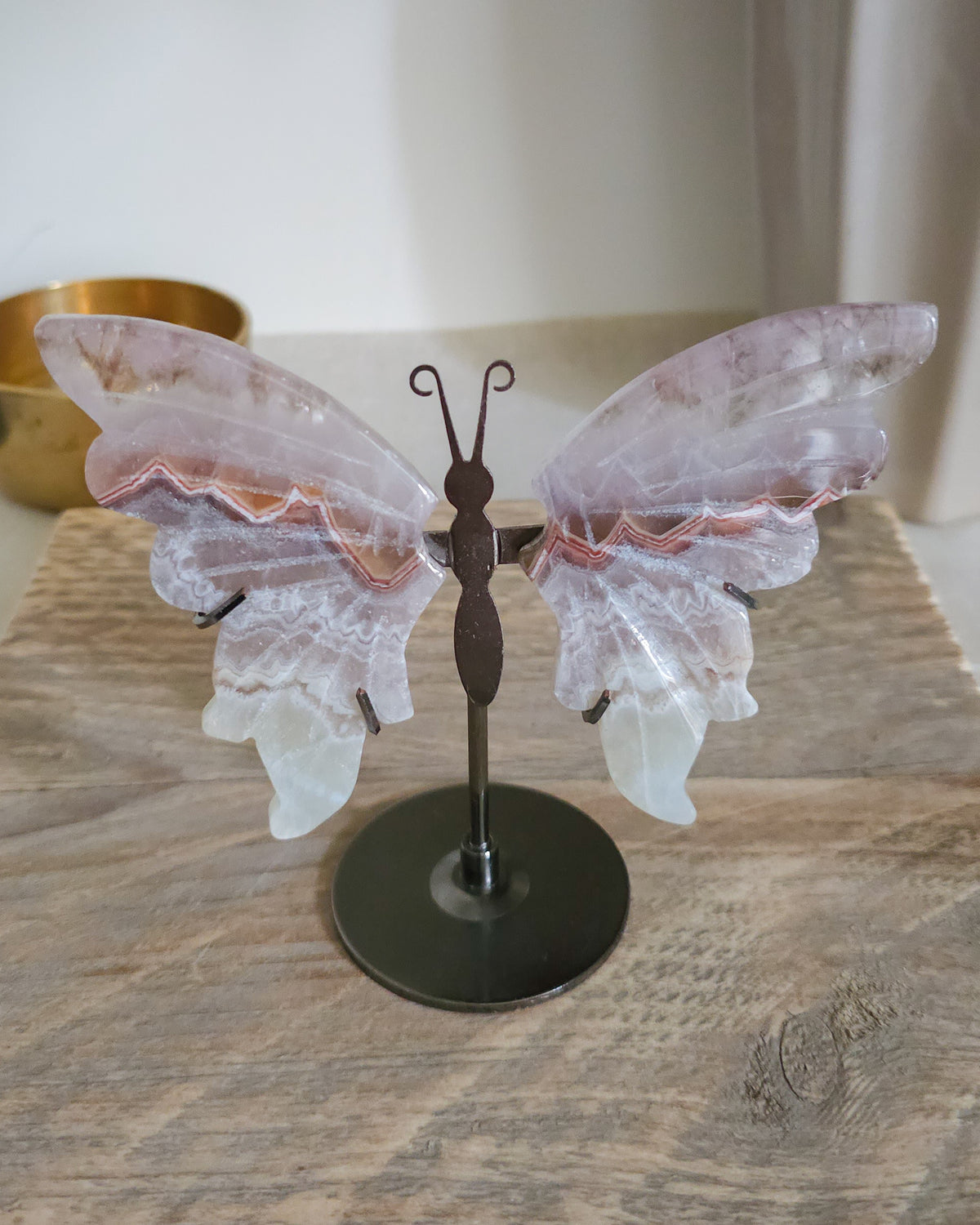 Banded Agate & Quartz | Crystal Butterfly Wings On The Stand