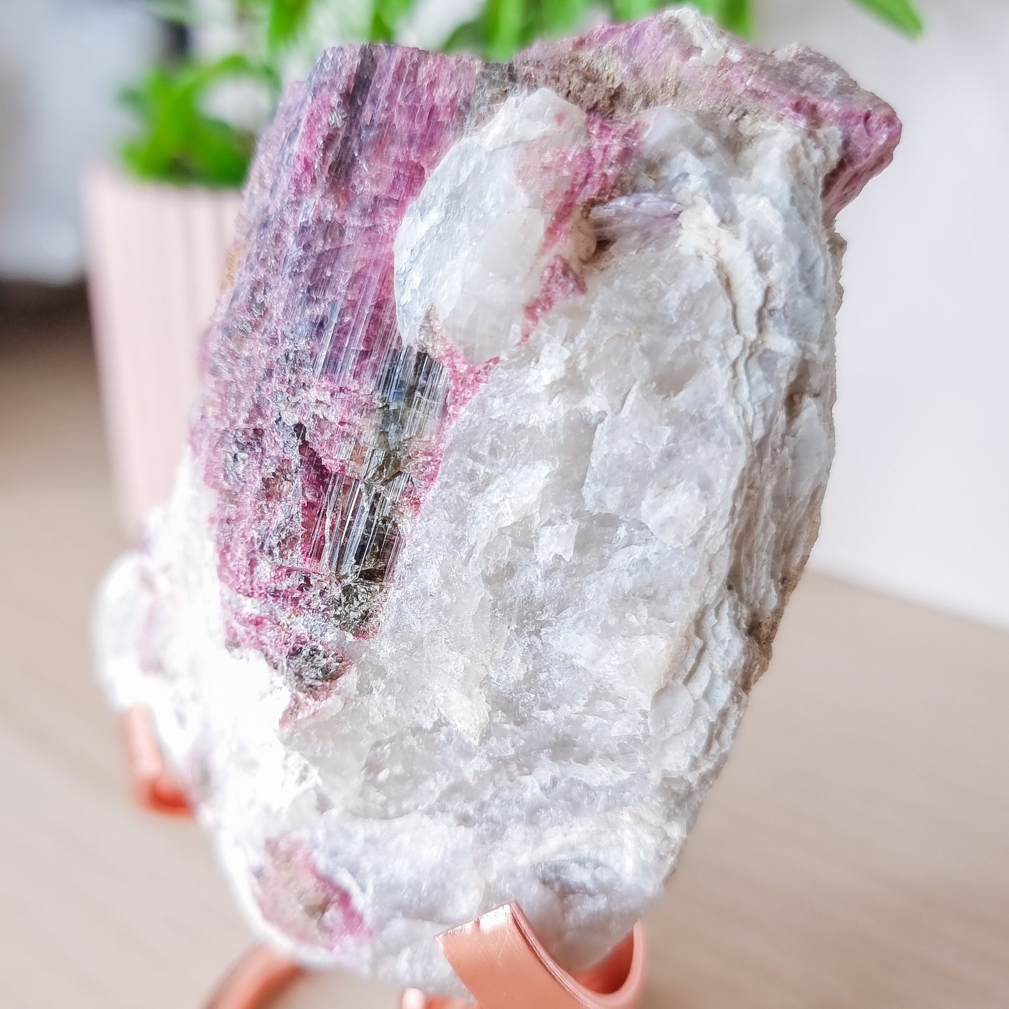 Pink and Green Tourmaline, Lepidolite in Quartz Specimen