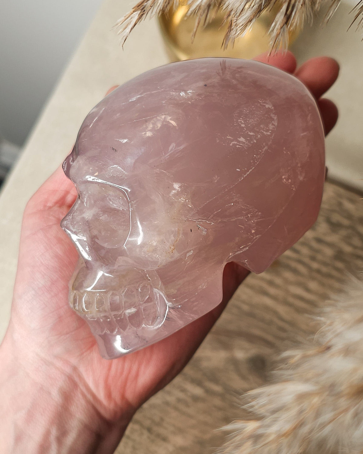 Rose Quartz | Statement Crystal Skull Carving 820g