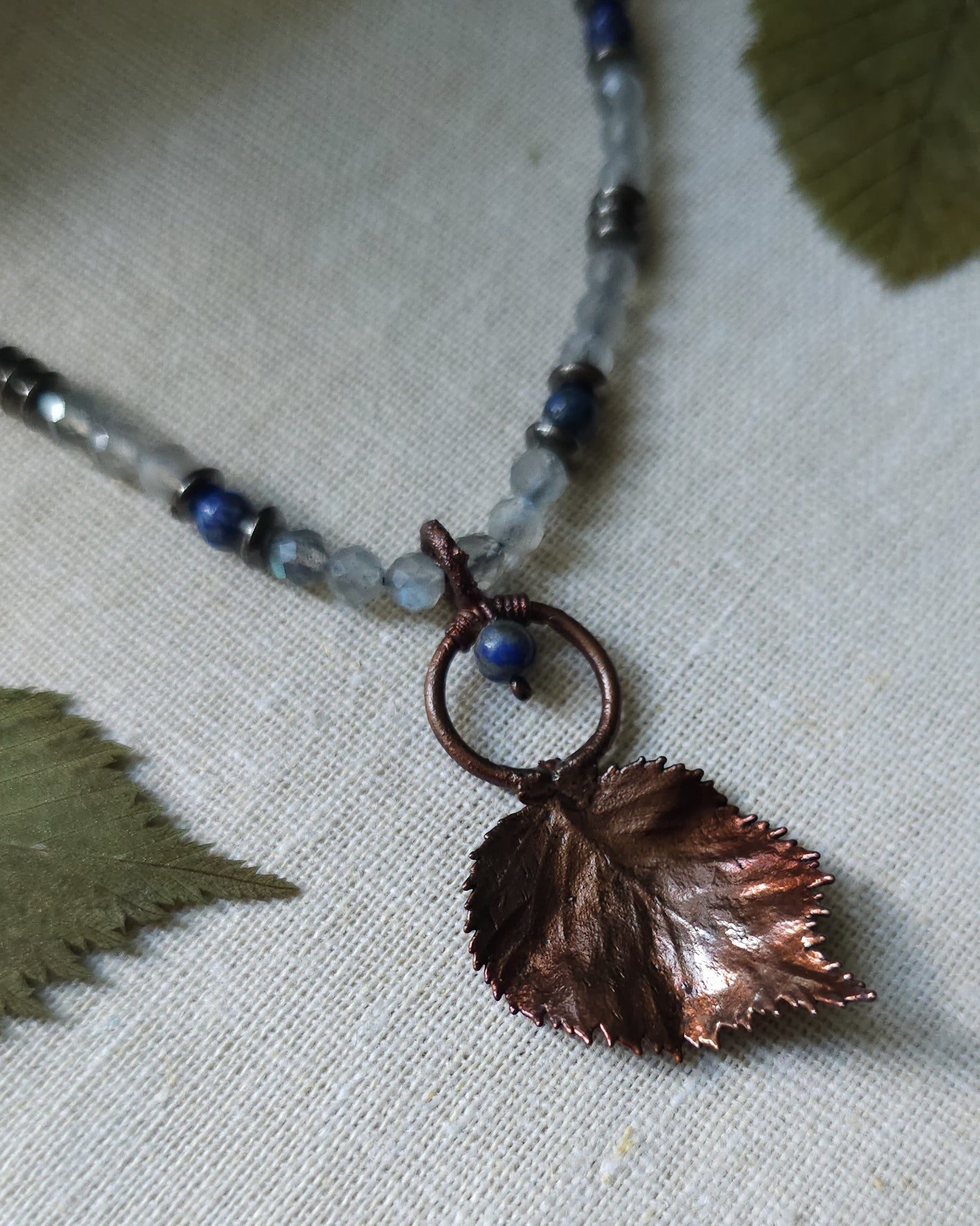 Hazel Spirit with Black Onyx and Dendritic Agate | Scottish Botanical Amulet