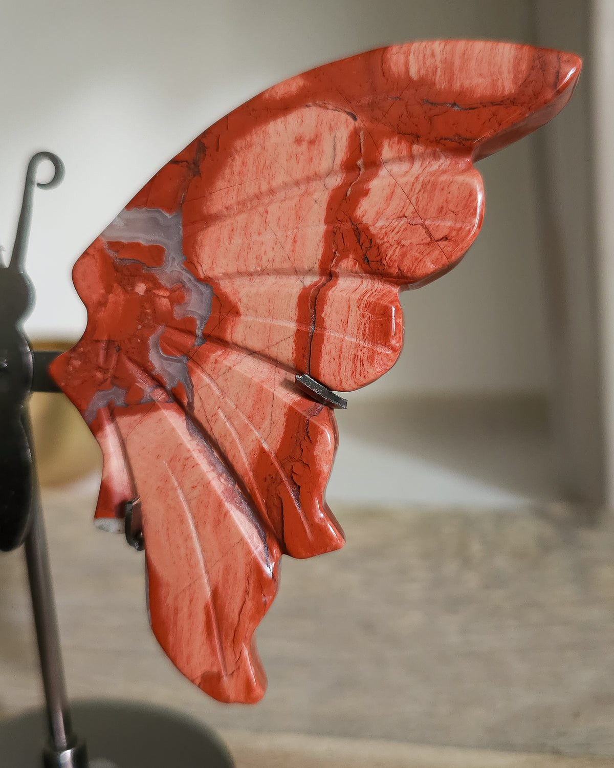 Red Jasper Butterfly Wings On The Stand